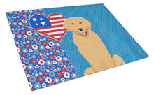 Load image into Gallery viewer, Gold Golden Retriever USA American Glass Cutting Boards – Durable, Decorative Kitchen Art Large