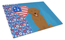 Load image into Gallery viewer, Mahogany Golden Retriever USA American Glass Cutting Boards – Durable, Decorative Kitchen Art Large