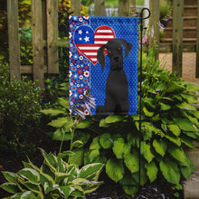 Load image into Gallery viewer, Black Great Dane Patriotic Heart Garden Flag – Red, White &amp; Blue Dog Decor with Star Background