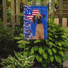 Load image into Gallery viewer, Fawn Great Dane Patriotic Heart Garden Flag – Red, White &amp; Blue Dog Decor with Star Background