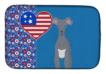 Load image into Gallery viewer, Gray Italian Greyhound USA American Dish Drying Mat – Absorbent, Artistic Kitchen Essentials