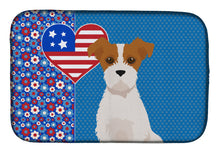 Load image into Gallery viewer, Brown White Wirehair Jack Russell Terrier USA American Dish Drying Mat – Absorbent, Artistic Kitchen Essentials