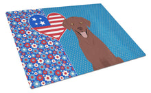 Load image into Gallery viewer, Chocolate Labrador Retriever USA American Glass Cutting Boards – Durable, Decorative Kitchen Art Large