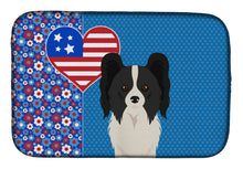 Load image into Gallery viewer, Black and White Papillon USA American Dish Drying Mat – Absorbent, Artistic Kitchen Essentials