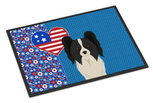 Load image into Gallery viewer, Black and White Papillon USA American Doormat - 24x36 Decorative Floor Mat – Indoor/Outdoor Rug with Artistic Flair