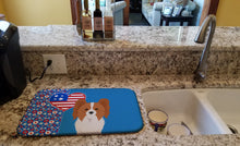 Load image into Gallery viewer, Red and White Papillon USA American Dish Drying Mat – Absorbent, Artistic Kitchen Essentials