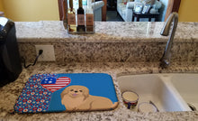 Load image into Gallery viewer, Gold Pekingese USA American Dish Drying Mat – Absorbent, Artistic Kitchen Essentials