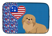 Load image into Gallery viewer, Gold Pekingese USA American Dish Drying Mat – Absorbent, Artistic Kitchen Essentials