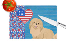 Load image into Gallery viewer, Gold Pekingese USA American Glass Cutting Boards – Durable, Decorative Kitchen Art Large
