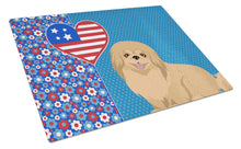 Load image into Gallery viewer, Gold Pekingese USA American Glass Cutting Boards – Durable, Decorative Kitchen Art Large