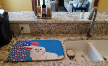 Load image into Gallery viewer, White Pekingese USA American Dish Drying Mat – Absorbent, Artistic Kitchen Essentials