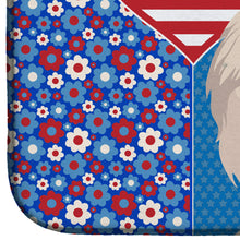 Load image into Gallery viewer, White Pekingese USA American Dish Drying Mat – Absorbent, Artistic Kitchen Essentials