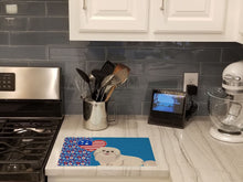 Load image into Gallery viewer, White Pekingese USA American Glass Cutting Boards – Durable, Decorative Kitchen Art Large