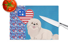 Load image into Gallery viewer, White Pekingese USA American Glass Cutting Boards – Durable, Decorative Kitchen Art Large