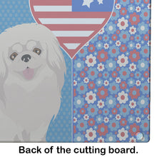 Load image into Gallery viewer, White Pekingese USA American Glass Cutting Boards – Durable, Decorative Kitchen Art Large