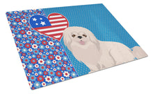 Load image into Gallery viewer, White Pekingese USA American Glass Cutting Boards – Durable, Decorative Kitchen Art Large