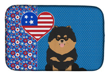 Load image into Gallery viewer, Black and Tan Pomeranian USA American Dish Drying Mat – Absorbent, Artistic Kitchen Essentials