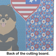 Load image into Gallery viewer, Black and Tan Pomeranian USA American Glass Cutting Boards – Durable, Decorative Kitchen Art Large