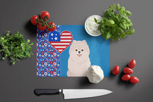 Load image into Gallery viewer, White Pomeranian USA American Glass Cutting Boards – Durable, Decorative Kitchen Art Large