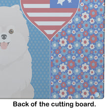 Load image into Gallery viewer, White Pomeranian USA American Glass Cutting Boards – Durable, Decorative Kitchen Art Large