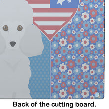 Load image into Gallery viewer, Toy White Poodle USA American Glass Cutting Boards – Durable, Decorative Kitchen Art Large