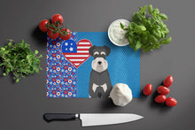 Load image into Gallery viewer, Black and Silver Natural Ears Schnauzer USA American Glass Cutting Boards – Durable, Decorative Kitchen Art Large