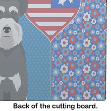 Load image into Gallery viewer, Black and Silver Natural Ears Schnauzer USA American Glass Cutting Boards – Durable, Decorative Kitchen Art Large