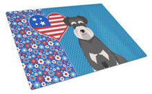 Load image into Gallery viewer, Black and Silver Natural Ears Schnauzer USA American Glass Cutting Boards – Durable, Decorative Kitchen Art Large