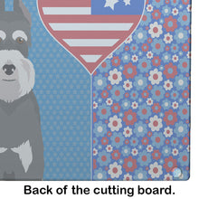Load image into Gallery viewer, Black and Silver Schnauzer USA American Glass Cutting Boards – Durable, Decorative Kitchen Art Large
