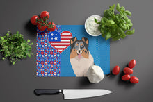 Load image into Gallery viewer, Blue Merle Sheltie USA American Glass Cutting Boards – Durable, Decorative Kitchen Art Large