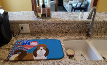 Load image into Gallery viewer, Red and White Shih Tzu USA American Dish Drying Mat – Absorbent, Artistic Kitchen Essentials