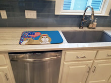 Load image into Gallery viewer, Gold and White Shih Tzu USA American Dish Drying Mat – Absorbent, Artistic Kitchen Essentials