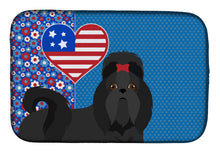 Load image into Gallery viewer, Black Shih Tzu USA American Dish Drying Mat – Absorbent, Artistic Kitchen Essentials