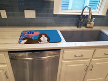 Load image into Gallery viewer, Liver and White Shih Tzu USA American Dish Drying Mat – Absorbent, Artistic Kitchen Essentials