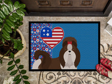 Load image into Gallery viewer, Liver and White Shih Tzu USA American Doormat - 24x36 Decorative Floor Mat – Indoor/Outdoor Rug with Artistic Flair