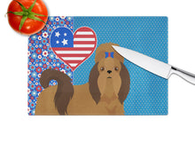 Load image into Gallery viewer, Red Shih Tzu USA American Glass Cutting Boards – Durable, Decorative Kitchen Art Large