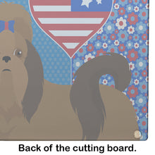 Load image into Gallery viewer, Red Shih Tzu USA American Glass Cutting Boards – Durable, Decorative Kitchen Art Large