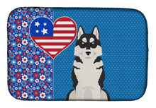 Load image into Gallery viewer, Black Siberian Husky USA American Dish Drying Mat – Absorbent, Artistic Kitchen Essentials