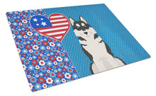 Load image into Gallery viewer, Black Siberian Husky USA American Glass Cutting Boards – Durable, Decorative Kitchen Art Large