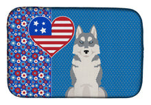 Load image into Gallery viewer, Grey Siberian Husky USA American Dish Drying Mat – Absorbent, Artistic Kitchen Essentials