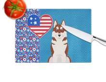 Load image into Gallery viewer, Red Siberian Husky USA American Glass Cutting Boards – Durable, Decorative Kitchen Art Large