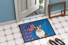Load image into Gallery viewer, Blue Merle Cardigan Corgi USA American Doormat - 24x36 Decorative Floor Mat – Indoor/Outdoor Rug with Artistic Flair