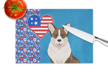 Load image into Gallery viewer, Brindle Cardigan Corgi USA American Glass Cutting Boards – Durable, Decorative Kitchen Art Large