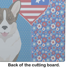 Load image into Gallery viewer, Brindle Cardigan Corgi USA American Glass Cutting Boards – Durable, Decorative Kitchen Art Large