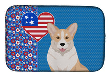 Load image into Gallery viewer, Fawn Cardigan Corgi USA American Dish Drying Mat – Absorbent, Artistic Kitchen Essentials