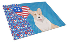 Load image into Gallery viewer, Fawn Cardigan Corgi USA American Glass Cutting Boards – Durable, Decorative Kitchen Art Large