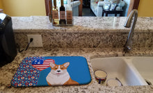 Load image into Gallery viewer, Red Cardigan Corgi USA American Dish Drying Mat – Absorbent, Artistic Kitchen Essentials