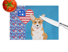 Load image into Gallery viewer, Red Pembroke Corgi USA American Glass Cutting Boards – Durable, Decorative Kitchen Art Large