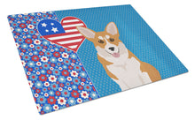 Load image into Gallery viewer, Red Pembroke Corgi USA American Glass Cutting Boards – Durable, Decorative Kitchen Art Large