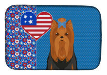 Load image into Gallery viewer, Black and Tan Full Coat Yorkshire Terrier USA American Dish Drying Mat – Absorbent, Artistic Kitchen Essentials